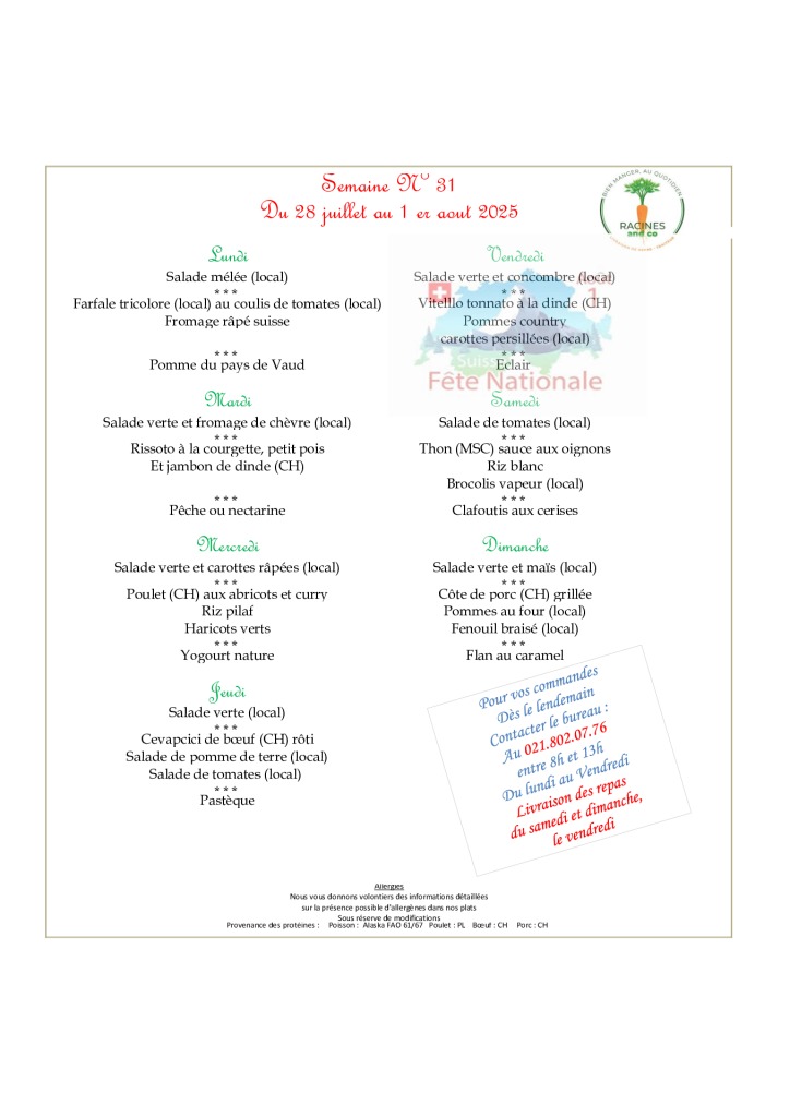 thumbnail of Menus Racines du 28 au 1er août 2025