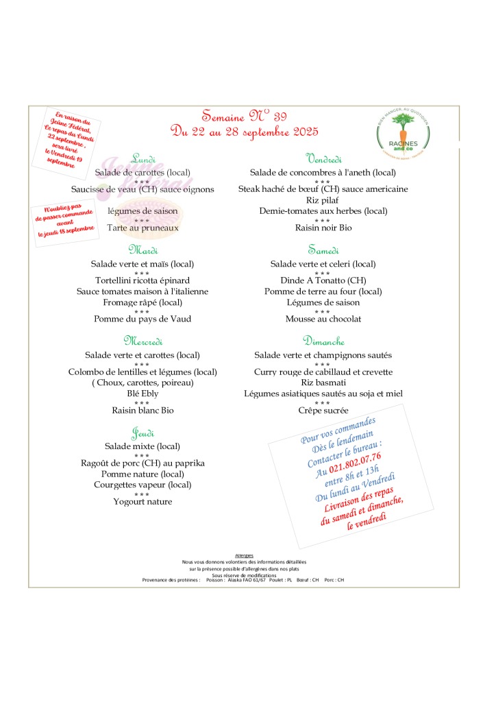thumbnail of Menus Racines du 22 au 26 septembre 2025