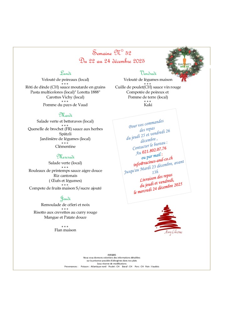 thumbnail of Menus Racines du 22 au 26 décembre 2025